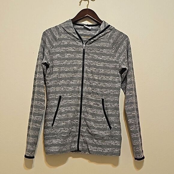 Columbia Wannacut Ridge EXS Full Zip Hoodie Striped Gray Medium - Picture 1 of 9